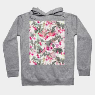 Rainbow Fuchsia Floral Pattern - with grey Hoodie